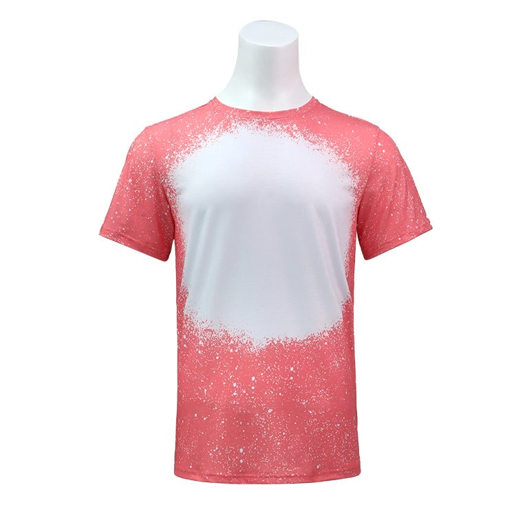 Polyester Bleach T-Shirt - Coral