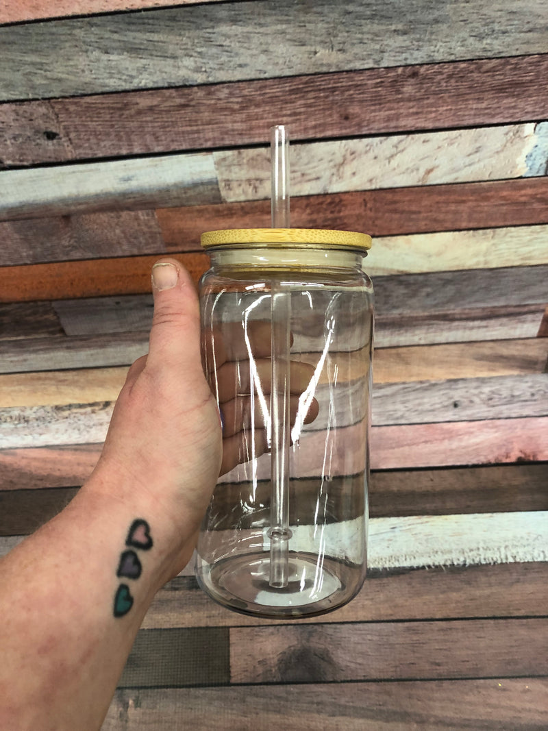 16oz Clear Cup-Bamboo Lid