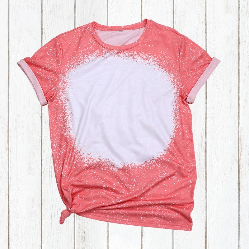 Polyester Bleach T-Shirt - Coral