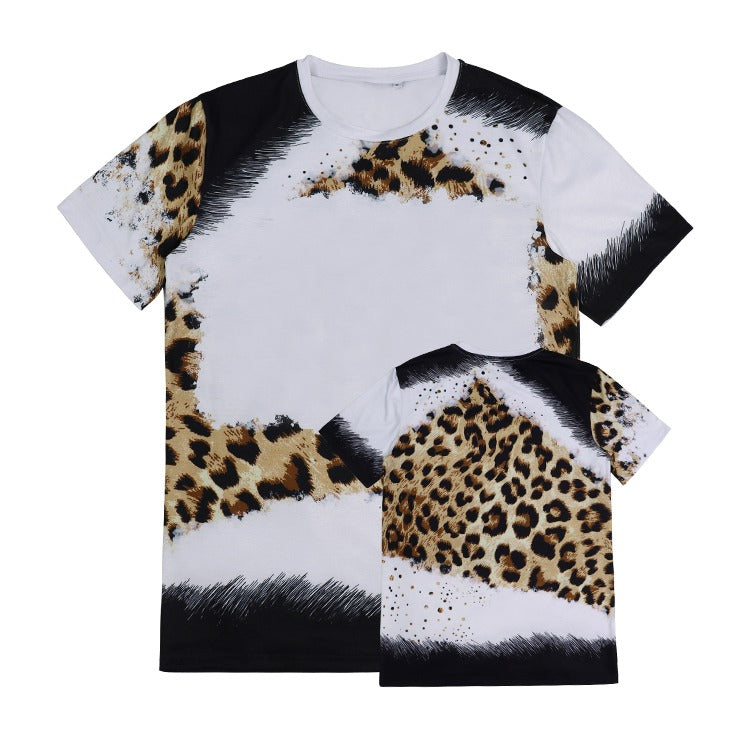 Polyester Bleach T-Shirt -Brown Leopard