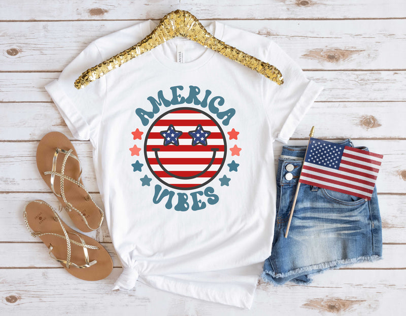 America Vibes Smiley- Star Eyes- Transfer