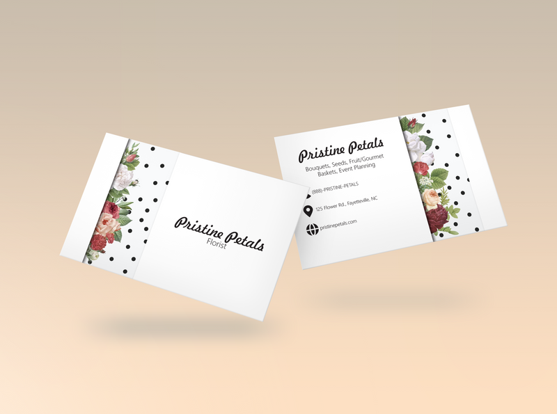 Black and White Floral Business Card