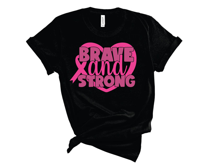 Brave and Strong Pink Heart Ribbon - Transfer