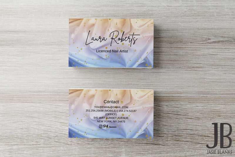 Blue and Gold Satin Business Card