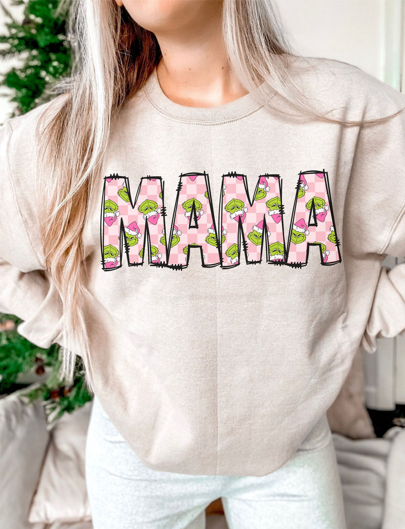 Doodle Pink Christmas Mama- Transfer