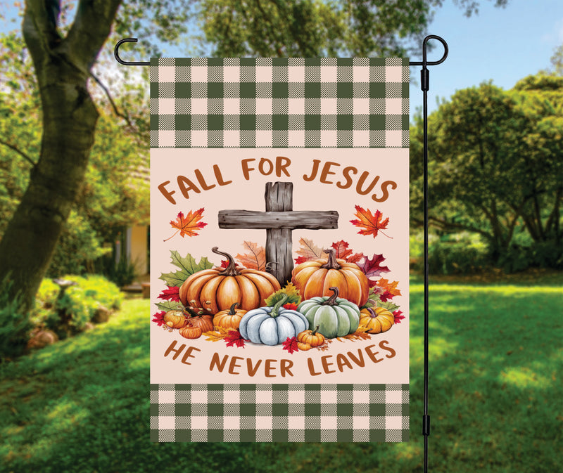 Fall For Jesus Plaid Garden Flag