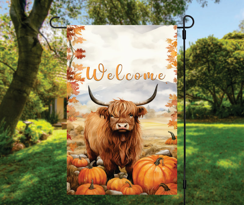 Fall Welcome Steer Garden Flag