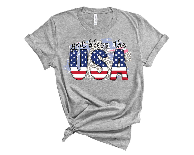 God Bless USA Distressed Leopard - Transfer