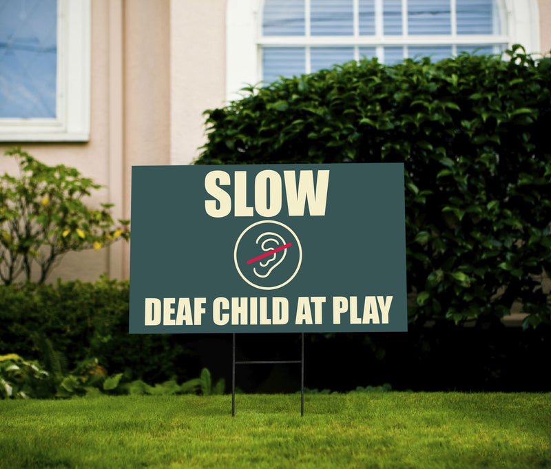 Slow Deaf Child at Play Yard Sign