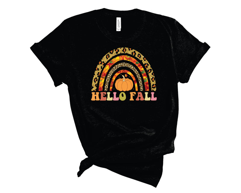 Hello Fall-Retro Leopard - Graphic Tee