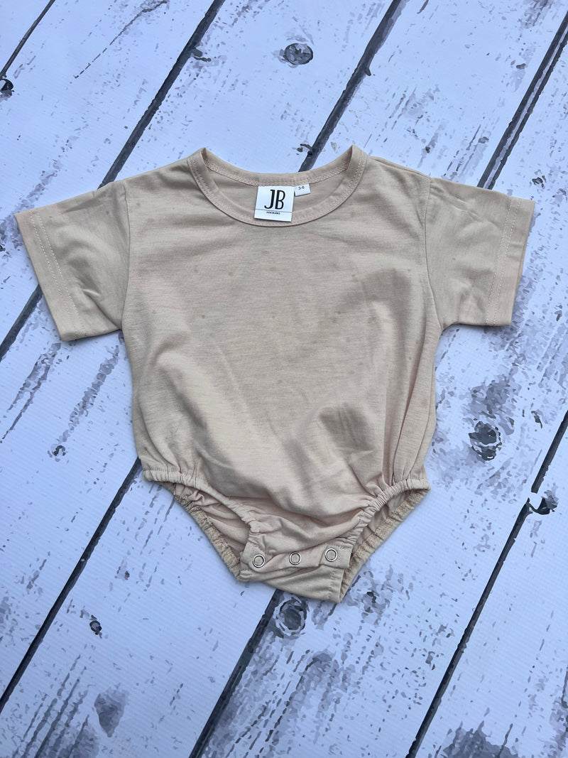 Polyester Bubble T-Shirt Romper-Beige