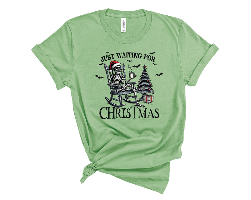 Just Waiting For Christmas Skeleton - Graphic Tee