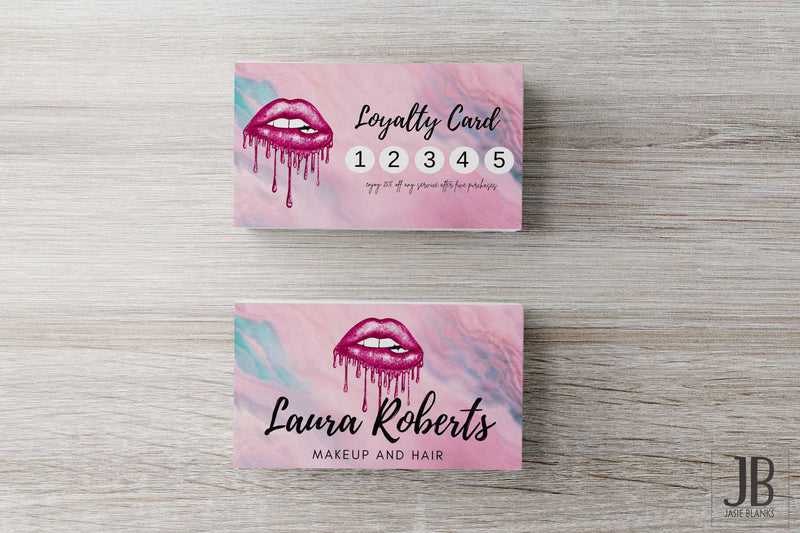 Marble Watercolor Lips Loyalty Card