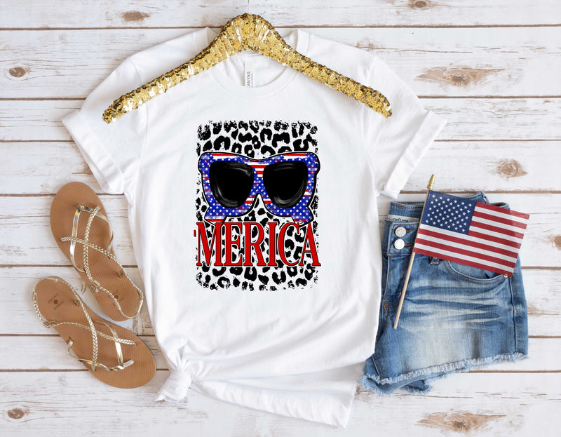 Merica Glasses Leopard- Transfer