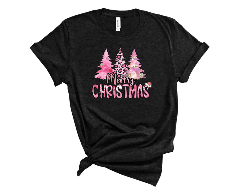 Merry Christmas Trees Pink Leopard- Transfer