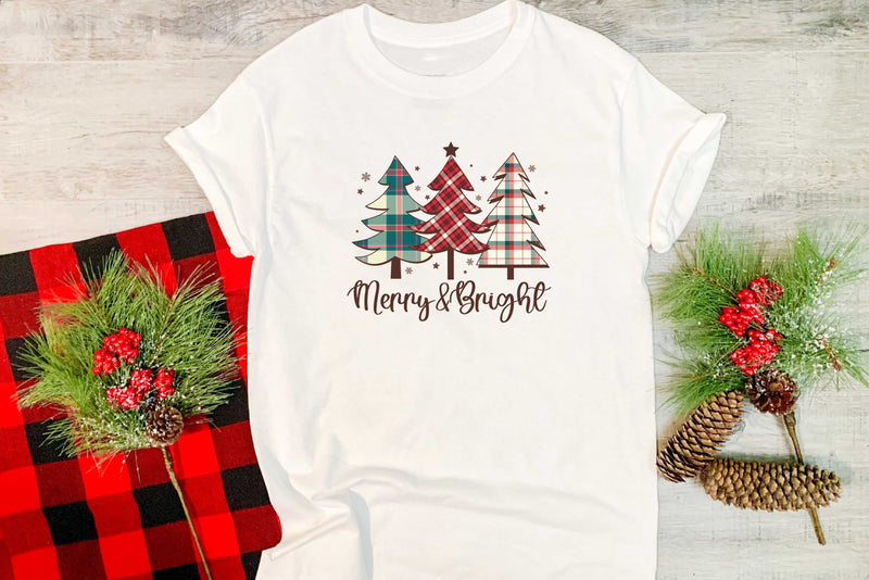 Merry & Bright Plaid Trees - Transfer