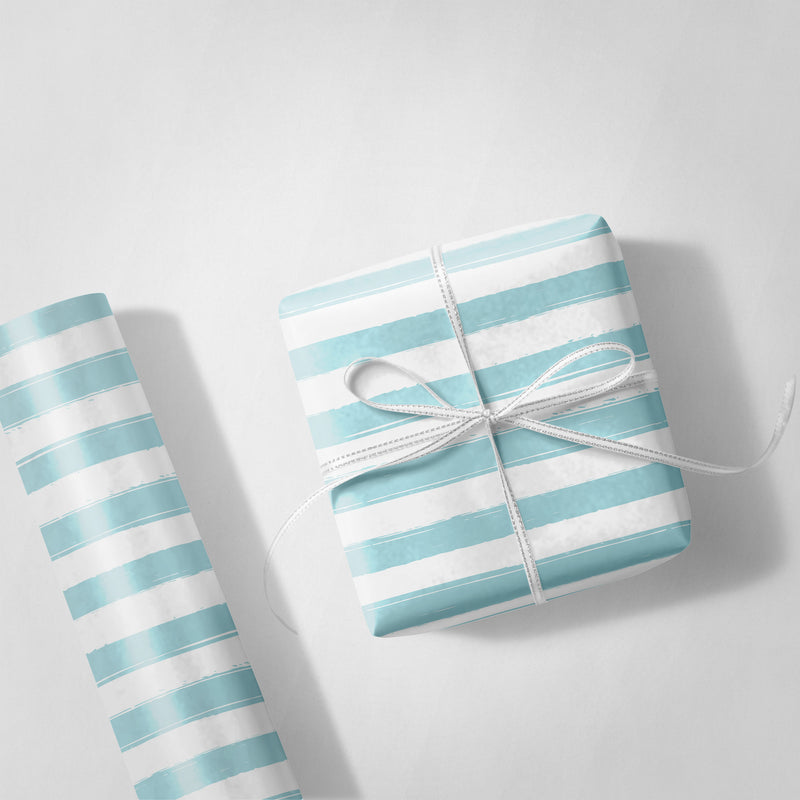 Mint Green Stripes Wrapping Paper