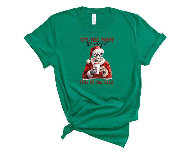 Most Wonderful Time Of Year Skeleton Santa  - Graphic Tee