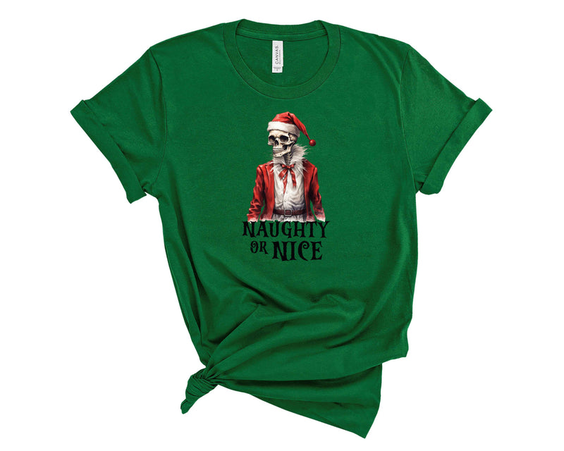 Naughty Or Nice Skeleton Santa - Graphic Tee