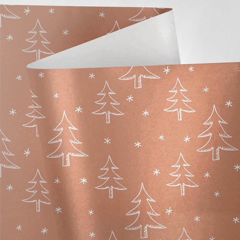 Orange Christmas Trees Wrapping Paper