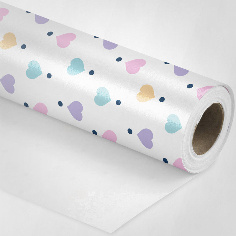 Pastel Polka Dot Hearts Wrapping Paper