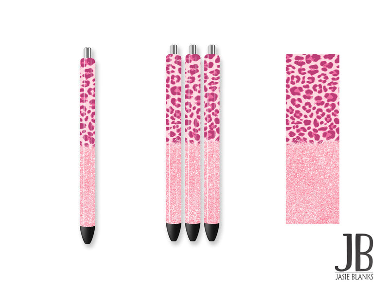 Pen Wrap-Pink Leopard Glitter Ombre