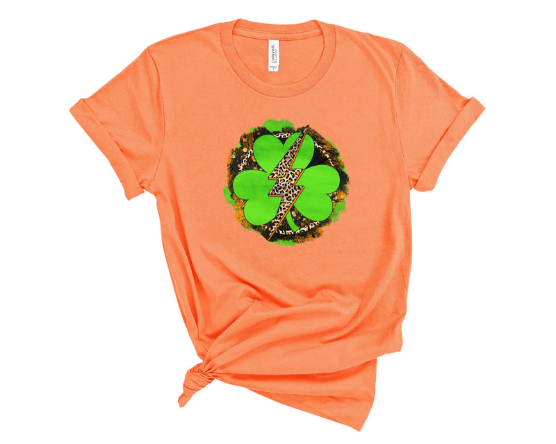 Retro Clover Lightning Bolt- Orange Leopard - Transfer