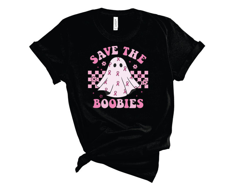 Save The Boobies Retro Ghost - Graphic Tee