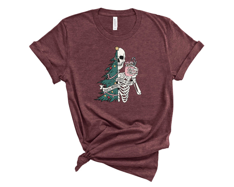 Sorta Scary Sorta Merry Tree Skeleton - Graphic Tee