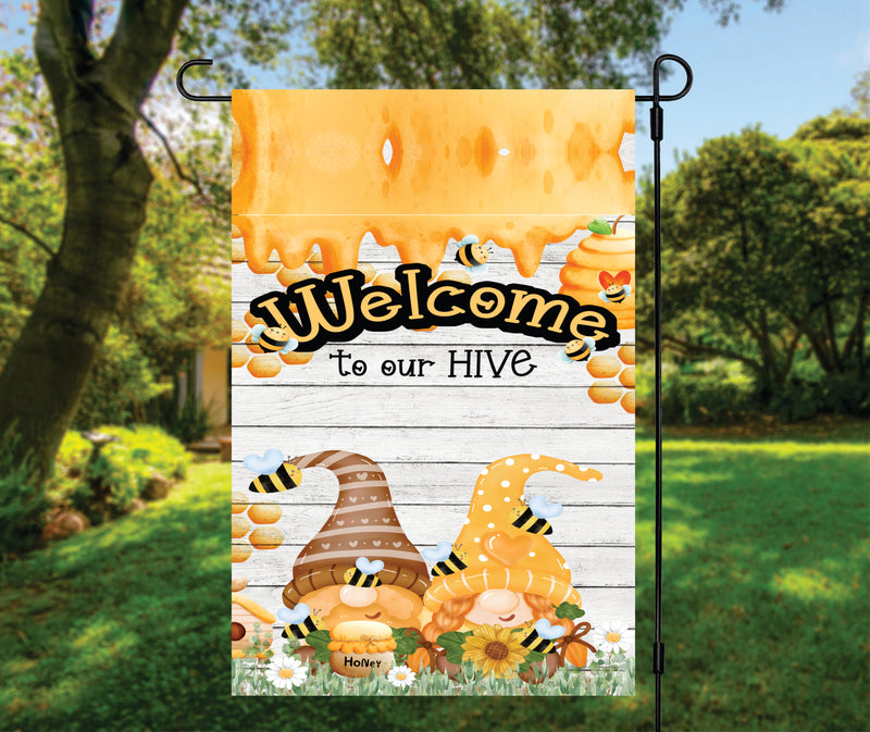 Welcome To Our Hive Garden Flag