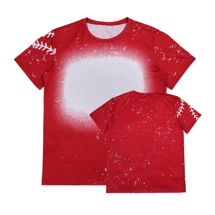 Polyester Bleach T-Shirt - Red Baseball