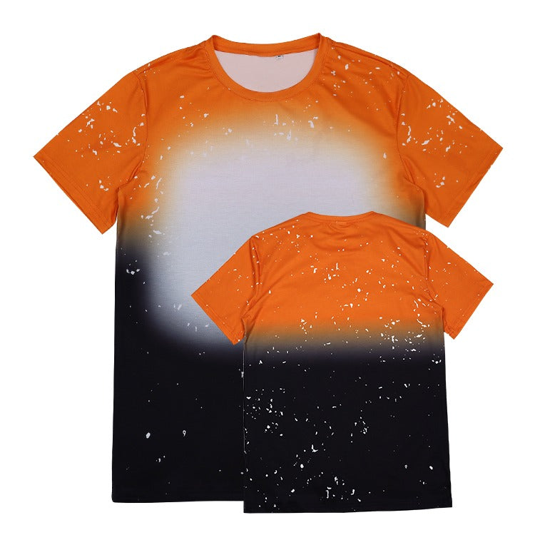 Polyester Bleach T-Shirt - Orange/Black