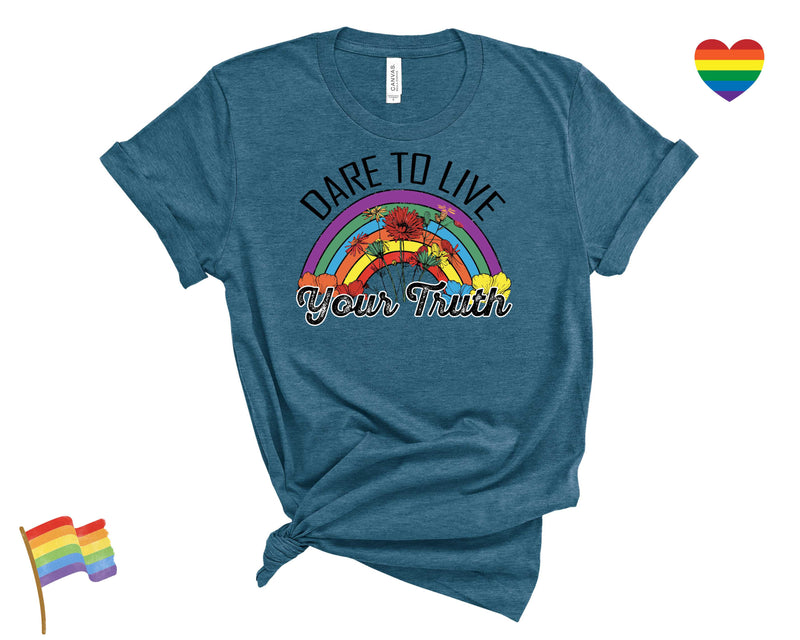 Dare To Live Your Truth Retro Rainbow - Transfer