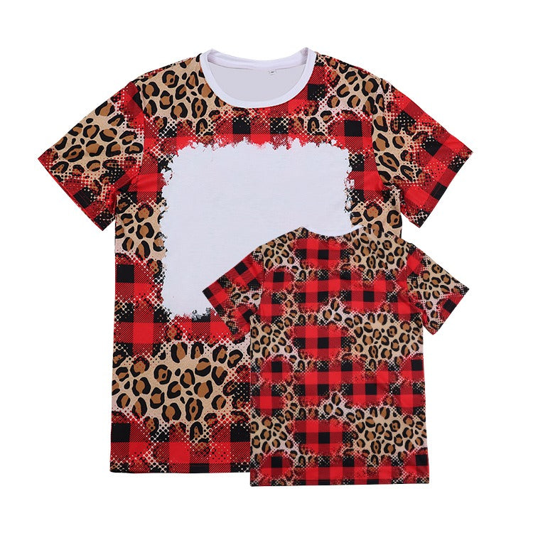 Polyester Bleach T-Shirt - Buffalo Plaid Leopard