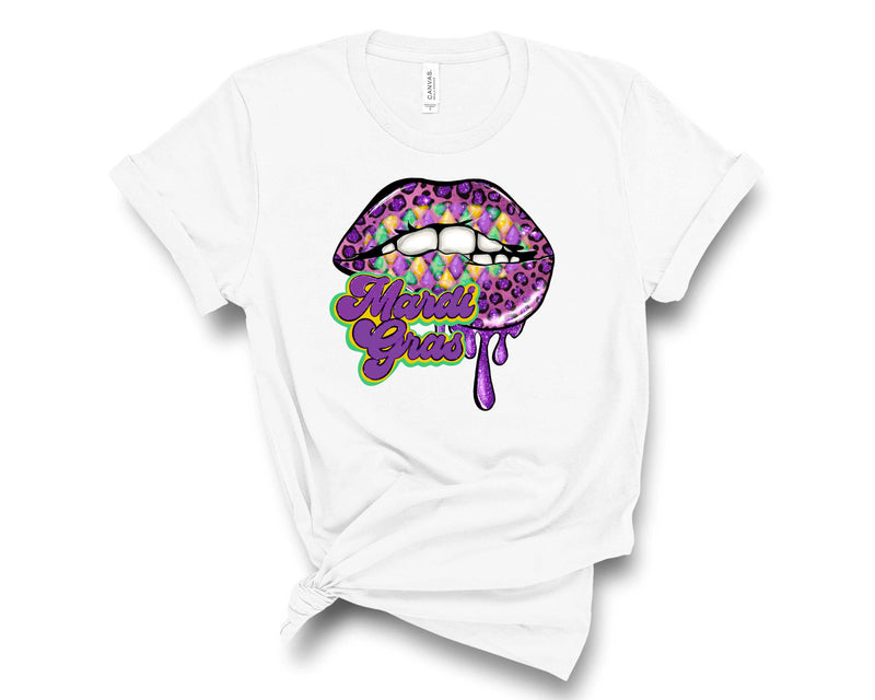 Mardi Gras Dripping Lip Leopard - Transfer