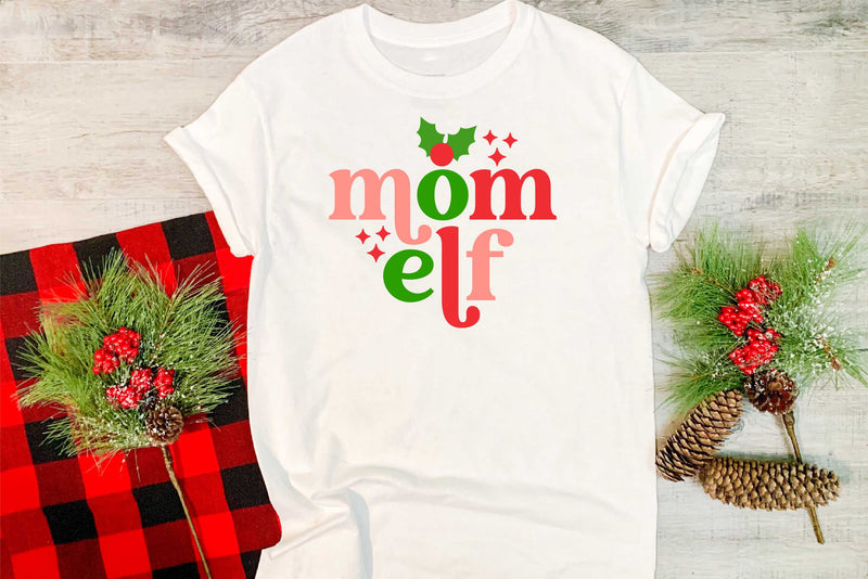 Mom Elf Retro Sparkle - Transfer