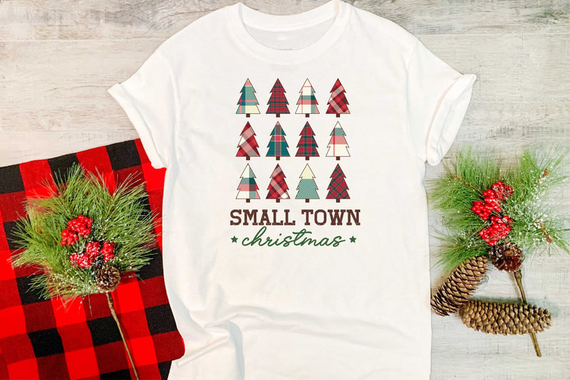 Small Town Christmas Plaid - Graphic Tee