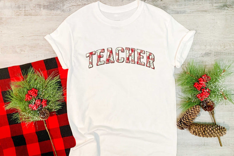 TEACHER Christmas Plaid - Transfer