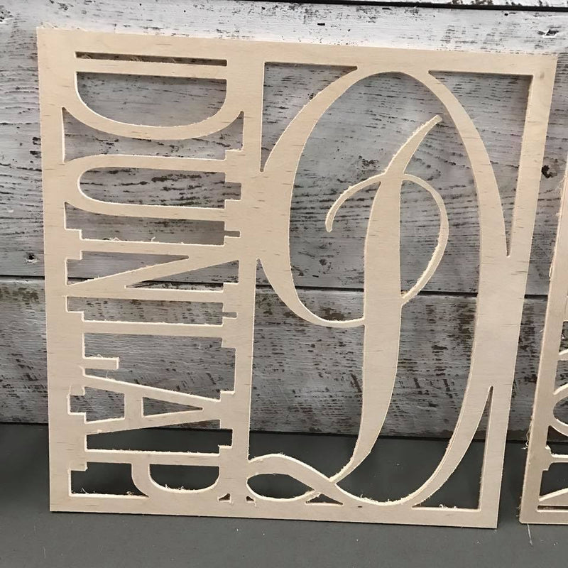 Wood -  Last Name Square Design