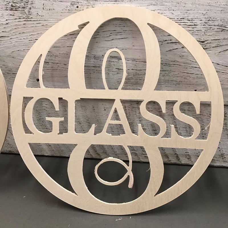 Wood -  Last Name Circle Design