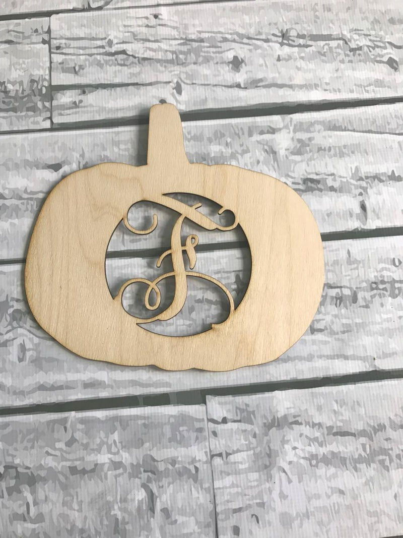 Pumpkin Monogrammed Wood Door Hanger