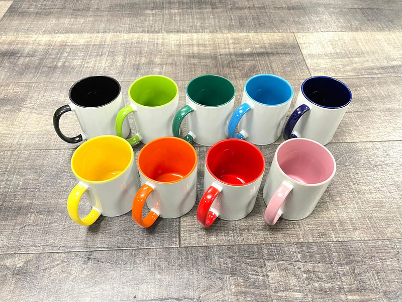 11oz Sub Ceramic Colored Handle Mug