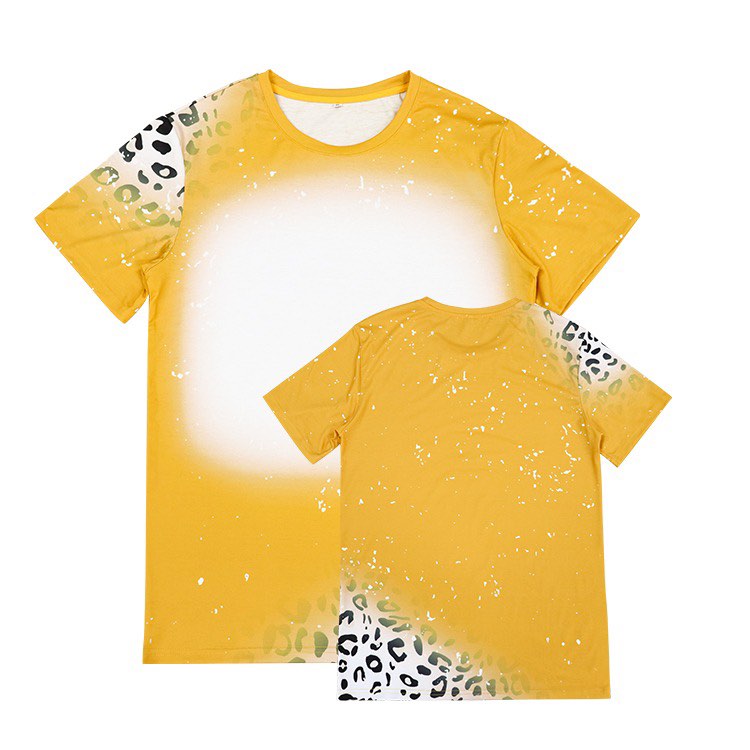 Polyester Bleach T-Shirt - Mustard Leopard