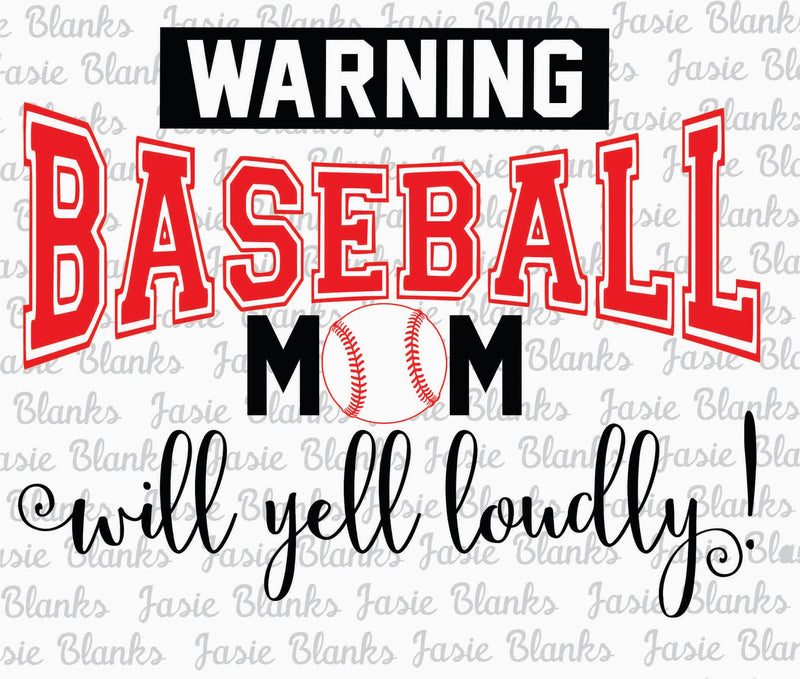BASEBALL-Warning Baseball Mom - Transfer