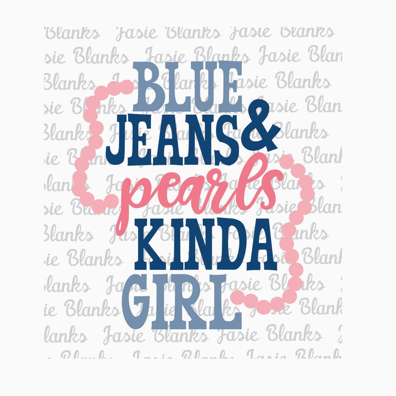 Blue Jean and Pearls-  Transfer