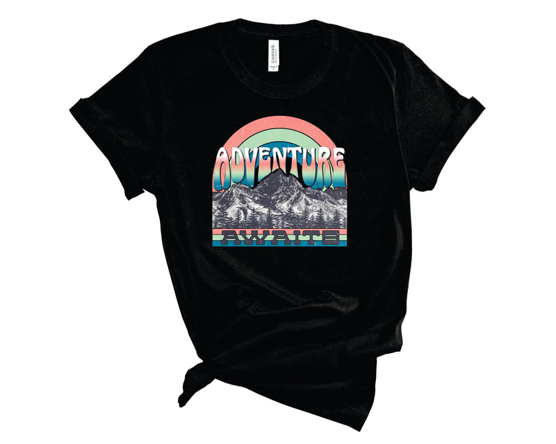 Adventure Awaits Mountains Blue - Graphic Tee