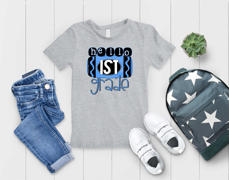 Blue Hello 1st Grade - Graphic Tee