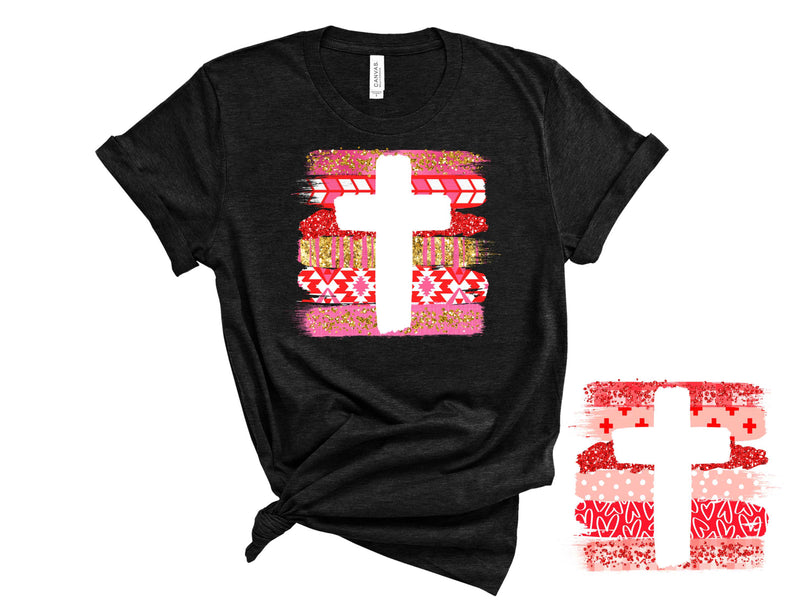 Brush Stroke Valentines Cross - Graphic Tee