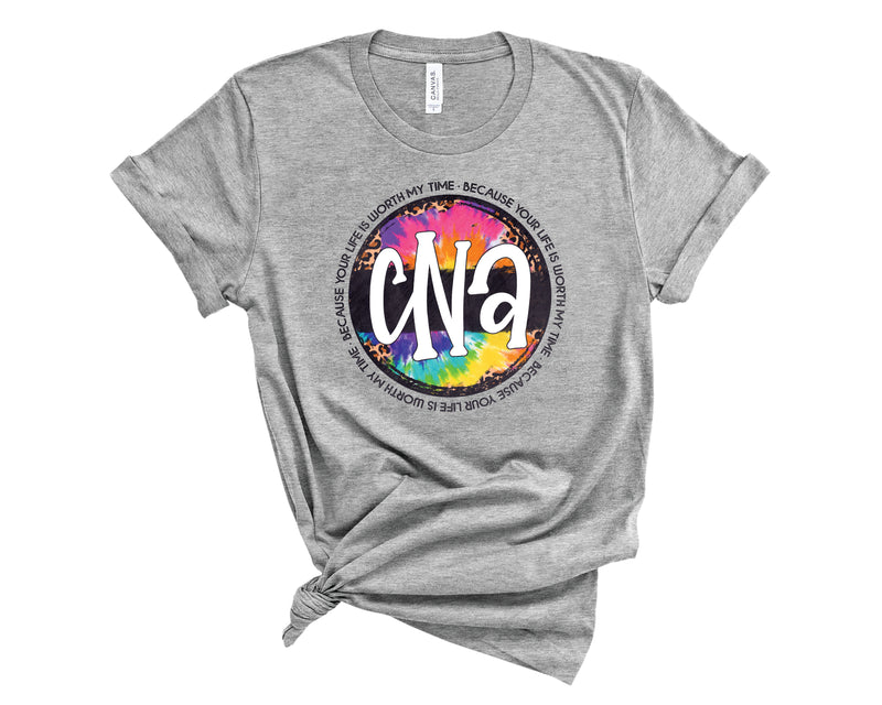 CNA Leopard Tie Dye Grunge Circle - Graphic Tee