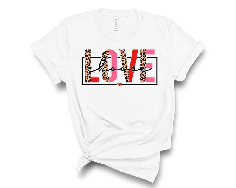 Choose Love Half Leopard - Graphic Tee